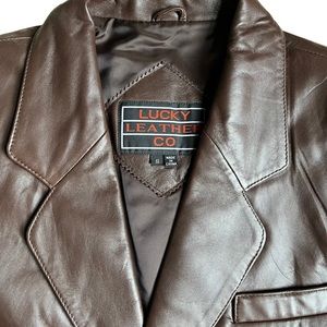 Men’s Lucky Leather Company chocolate, brown, leather blazer, size S